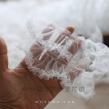 2M Λευκό βολάν Πλισέ Κεντημένο Διχτυωτό Ύφασμα Δαντελένιο Ύφασμα DIY Ύφασμα Ράψιμο Γάμου Αξεσουάρ χειροτεχνίας Dentelle πλάτος 5 cm