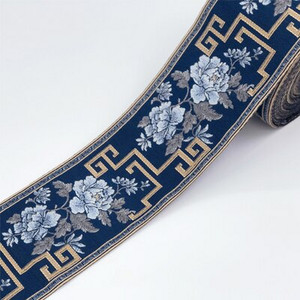 Ζακάρ κορδέλα με κεντημένη δαντέλα 1M για αξεσουάρ ενδυμάτων DIY Craft Making Flower Ράψιμο Κινέζικο στιλ φαρδύ 12cm