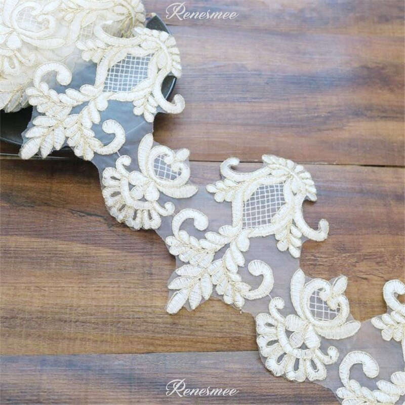 1 Yard Exquisite Gold Περίγραμμα Κορδόνι Ιβουάρ Κέντημα Δαντέλα Πολυεστέρας Παιδικό Φόρεμα Βρεφική Στολή Διακοσμητικά 16,5cm