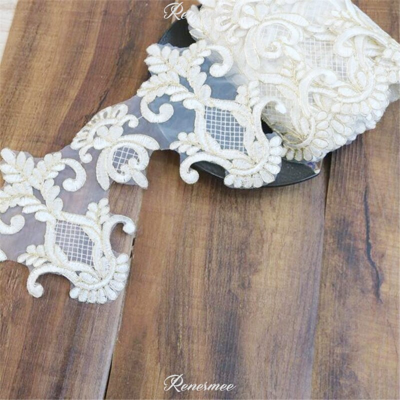 1 Yard Exquisite Gold Περίγραμμα Κορδόνι Ιβουάρ Κέντημα Δαντέλα Πολυεστέρας Παιδικό Φόρεμα Βρεφική Στολή Διακοσμητικά 16,5cm