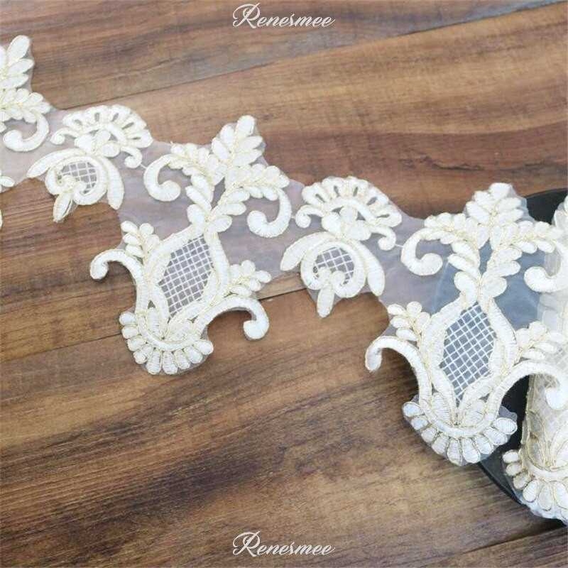 1 Yard Exquisite Gold Περίγραμμα Κορδόνι Ιβουάρ Κέντημα Δαντέλα Πολυεστέρας Παιδικό Φόρεμα Βρεφική Στολή Διακοσμητικά 16,5cm