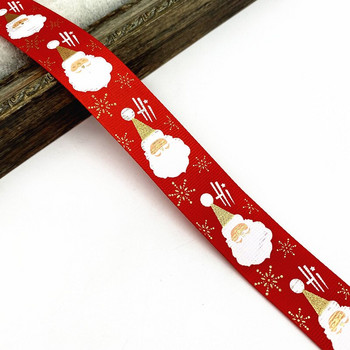 5 ярда 25 мм коледна панделка с отпечатани Дядо Коледа Grosgrain панделки за опаковане на подаръци Сватбена украса Ленти за коса Направи си сам #Ro