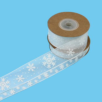 HUADODO 10mm 25mm Organza Ribbon Snowflake Χριστουγεννιάτικες κορδέλες για χειροποίητες DIY διακόσμηση συσκευασίας δώρου χονδρική 10 μέτρα/παρτ