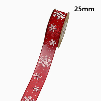 HUADODO 10mm 25mm organza szalag hópehely karácsonyi szalagok kézzel készített barkácsoláshoz Ajándékcsomagoló dekoráció nagyker 10méter/tétel