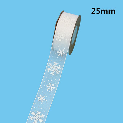 HUADODO 10mm 25mm organza szalag hópehely karácsonyi szalagok kézzel készített barkácsoláshoz Ajándékcsomagoló dekoráció nagyker 10méter/tétel