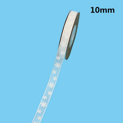HUADODO 10mm 25mm organza szalag hópehely karácsonyi szalagok kézzel készített barkácsoláshoz Ajándékcsomagoló dekoráció nagyker 10méter/tétel