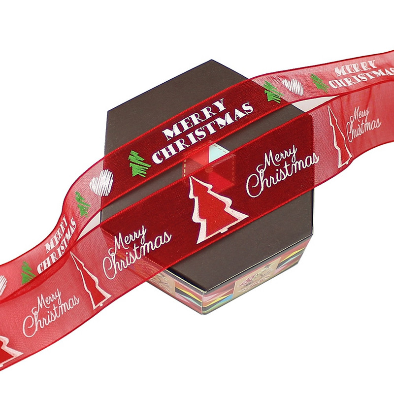 HUADODO 10mm 25mm organza szalag hópehely karácsonyi szalagok kézzel készített barkácsoláshoz Ajándékcsomagoló dekoráció nagyker 10méter/tétel