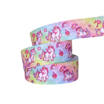 1" 25MM Rainbow Unicorn otisnuta životinjska grosgrain vrpca Ukrasne vrpce za svadbene zabave DIY mašne za kosu Ručno izrađeni dodaci