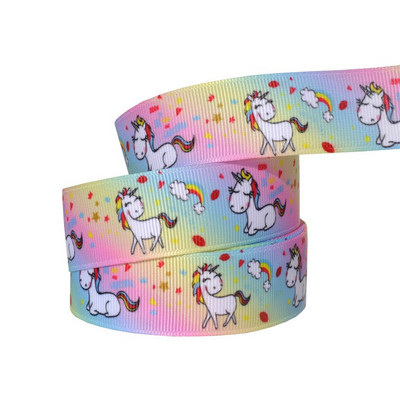 1" 25MM Rainbow Unicorn otisnuta životinjska grosgrain vrpca Ukrasne vrpce za svadbene zabave DIY mašne za kosu Ručno izrađeni dodaci