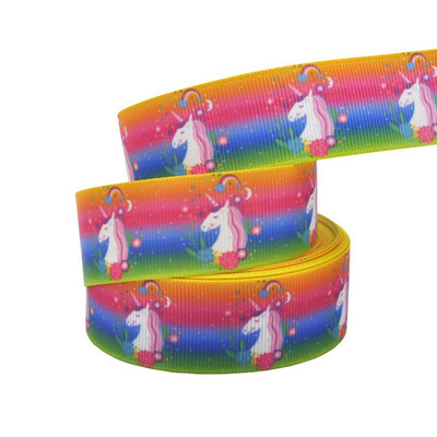 1" 25MM Rainbow Unicorn otisnuta životinjska grosgrain vrpca Ukrasne vrpce za svadbene zabave DIY mašne za kosu Ručno izrađeni dodaci