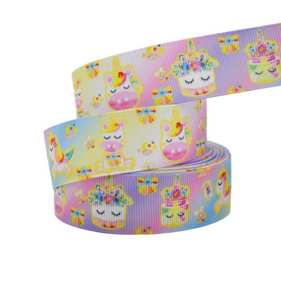 1" 25MM Rainbow Unicorn otisnuta životinjska grosgrain vrpca Ukrasne vrpce za svadbene zabave DIY mašne za kosu Ručno izrađeni dodaci