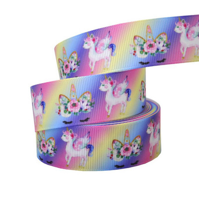1" 25MM Rainbow Unicorn otisnuta životinjska grosgrain vrpca Ukrasne vrpce za svadbene zabave DIY mašne za kosu Ručno izrađeni dodaci