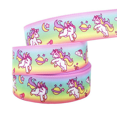 1" 25MM Rainbow Unicorn otisnuta životinjska grosgrain vrpca Ukrasne vrpce za svadbene zabave DIY mašne za kosu Ručno izrađeni dodaci