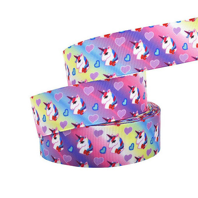 1" 25MM Rainbow Unicorn otisnuta životinjska grosgrain vrpca Ukrasne vrpce za svadbene zabave DIY mašne za kosu Ručno izrađeni dodaci