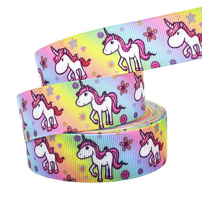 1" 25MM Rainbow Unicorn otisnuta životinjska grosgrain vrpca Ukrasne vrpce za svadbene zabave DIY mašne za kosu Ručno izrađeni dodaci