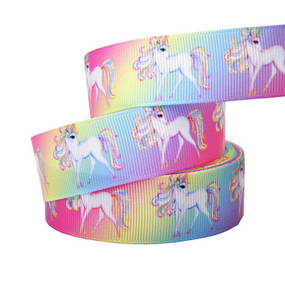 1" 25MM Rainbow Unicorn otisnuta životinjska grosgrain vrpca Ukrasne vrpce za svadbene zabave DIY mašne za kosu Ručno izrađeni dodaci