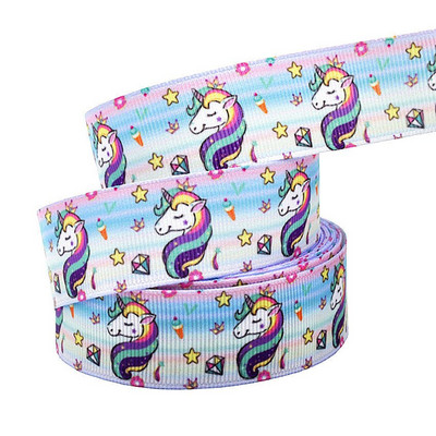 1" 25MM Rainbow Unicorn otisnuta životinjska grosgrain vrpca Ukrasne vrpce za svadbene zabave DIY mašne za kosu Ručno izrađeni dodaci
