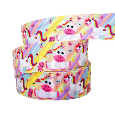 1" 25MM Rainbow Unicorn otisnuta životinjska grosgrain vrpca Ukrasne vrpce za svadbene zabave DIY mašne za kosu Ručno izrađeni dodaci