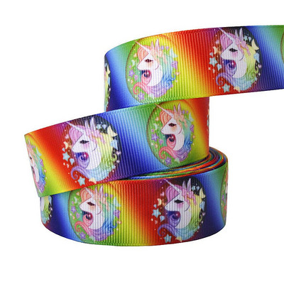 1" 25MM Rainbow Unicorn otisnuta životinjska grosgrain vrpca Ukrasne vrpce za svadbene zabave DIY mašne za kosu Ručno izrađeni dodaci
