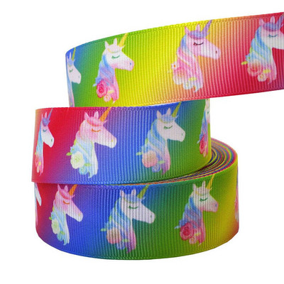 1" 25MM Rainbow Unicorn otisnuta životinjska grosgrain vrpca Ukrasne vrpce za svadbene zabave DIY mašne za kosu Ručno izrađeni dodaci