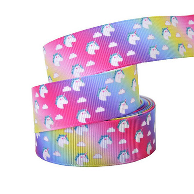 1" 25MM Rainbow Unicorn otisnuta životinjska grosgrain vrpca Ukrasne vrpce za svadbene zabave DIY mašne za kosu Ručno izrađeni dodaci