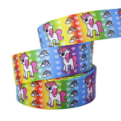 1" 25MM Rainbow Unicorn otisnuta životinjska grosgrain vrpca Ukrasne vrpce za svadbene zabave DIY mašne za kosu Ručno izrađeni dodaci