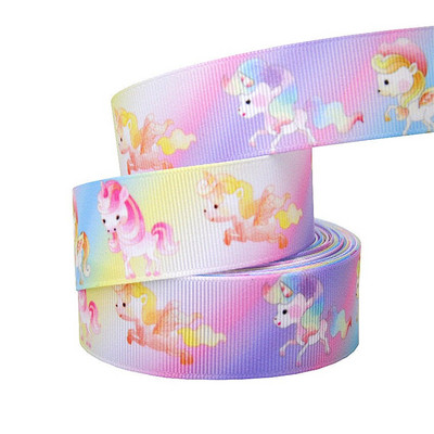 1" 25MM Rainbow Unicorn otisnuta životinjska grosgrain vrpca Ukrasne vrpce za svadbene zabave DIY mašne za kosu Ručno izrađeni dodaci