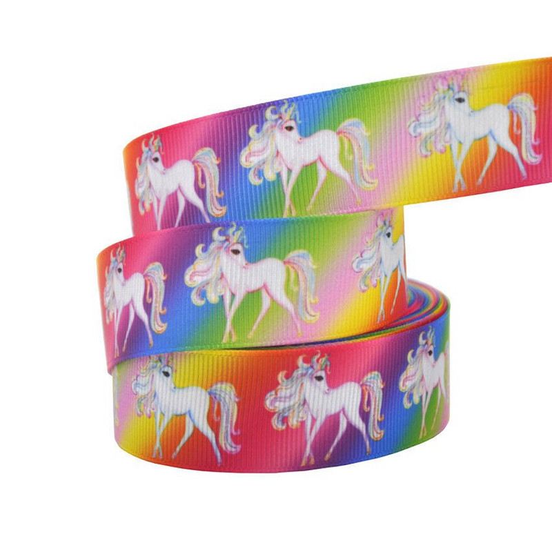 1" 25MM Rainbow Unicorn otisnuta životinjska grosgrain vrpca Ukrasne vrpce za svadbene zabave DIY mašne za kosu Ručno izrađeni dodaci