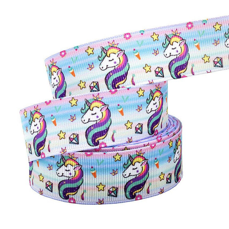 1" 25MM Rainbow Unicorn otisnuta životinjska grosgrain vrpca Ukrasne vrpce za svadbene zabave DIY mašne za kosu Ručno izrađeni dodaci