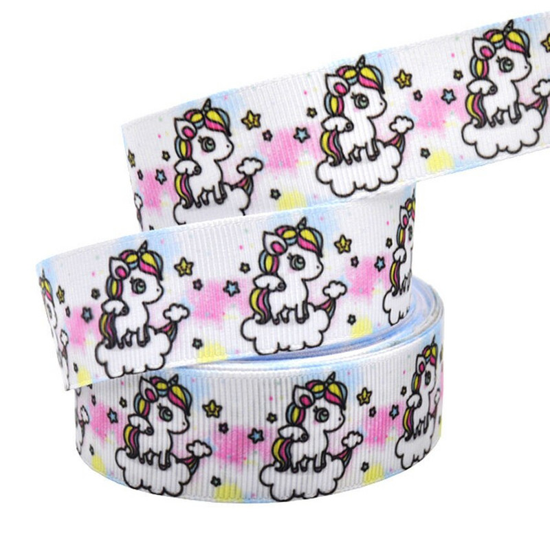1" 25MM Rainbow Unicorn otisnuta životinjska grosgrain vrpca Ukrasne vrpce za svadbene zabave DIY mašne za kosu Ručno izrađeni dodaci