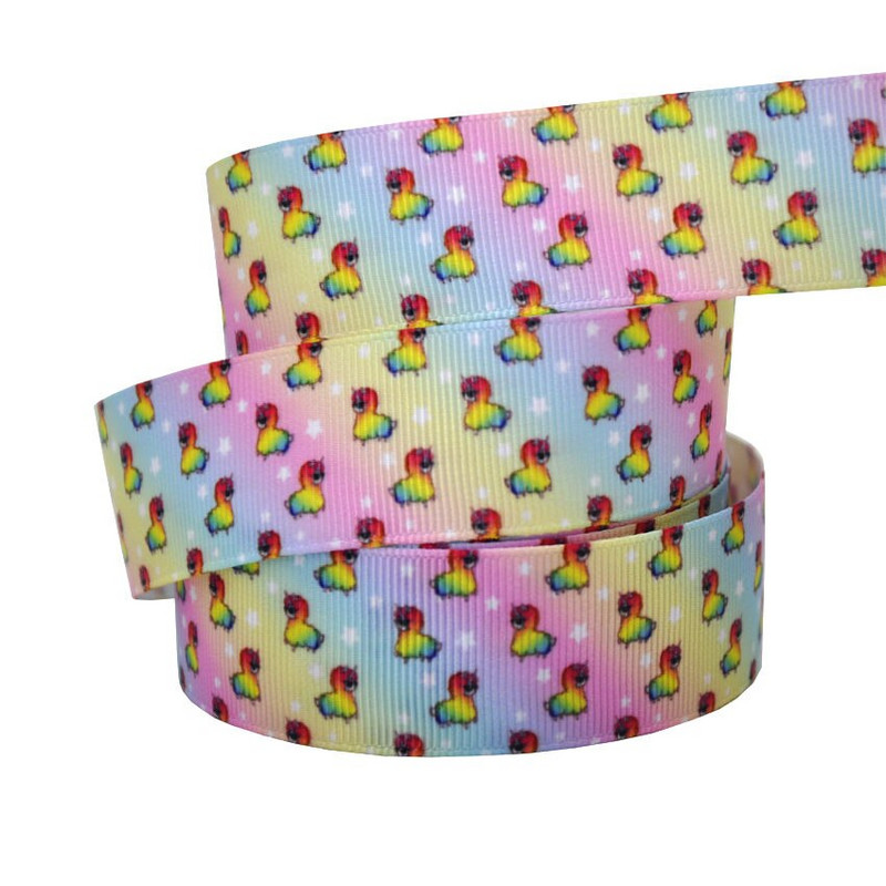1" 25MM Rainbow Unicorn otisnuta životinjska grosgrain vrpca Ukrasne vrpce za svadbene zabave DIY mašne za kosu Ručno izrađeni dodaci