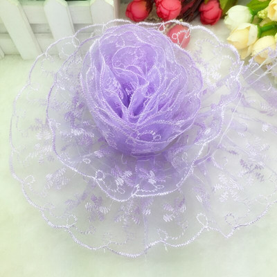 ΝΕΟ Hot 5 Yards 65mm Μωβ Οργάντζα Δαντέλα Συγκεντρωμένη πλισέ ράψιμο Διακοσμητικά χρώματα επιλογής