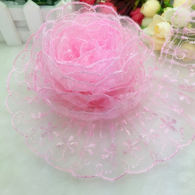 ΝΕΟ Hot 5 Yards 65mm Μωβ Οργάντζα Δαντέλα Συγκεντρωμένη πλισέ ράψιμο Διακοσμητικά χρώματα επιλογής