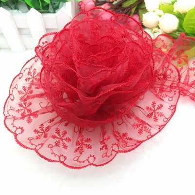 ΝΕΟ Hot 5 Yards 65mm Μωβ Οργάντζα Δαντέλα Συγκεντρωμένη πλισέ ράψιμο Διακοσμητικά χρώματα επιλογής