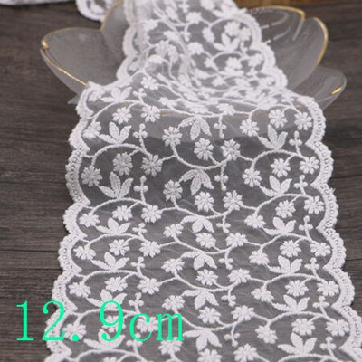 2 γιάρδες/παρτίδα λευκή μαύρη δαντέλα, κεντημένη γάζα δαντέλα 12 εκ