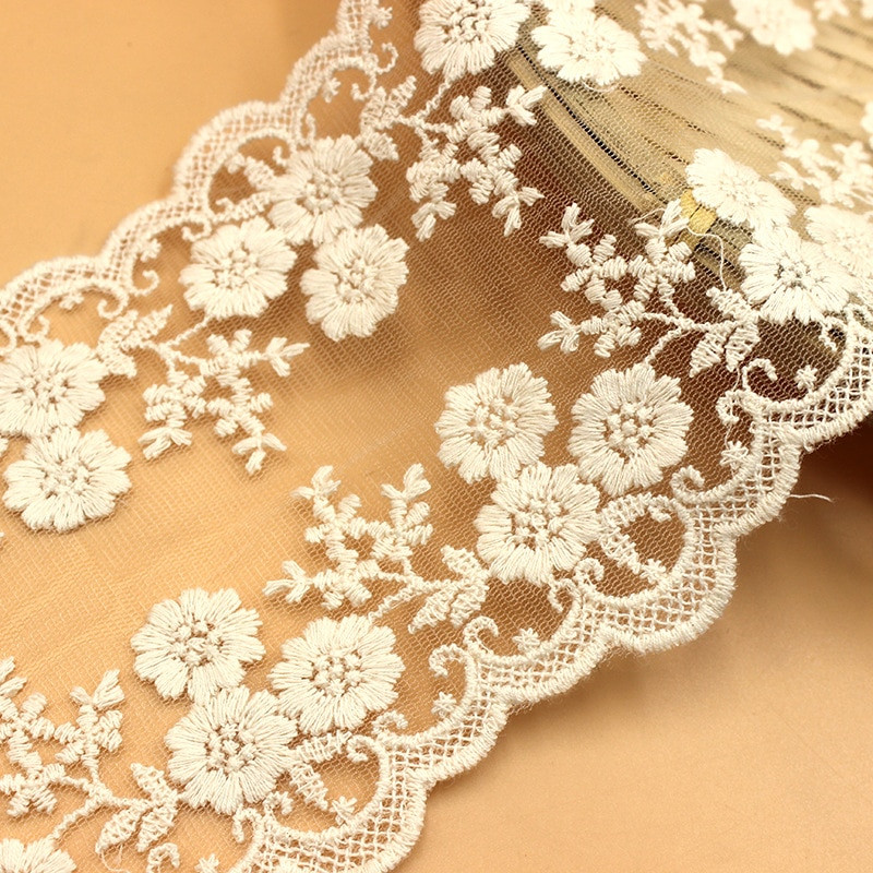 2 γιάρδες/παρτίδα λευκή μαύρη δαντέλα, κεντημένη γάζα δαντέλα 12 εκ