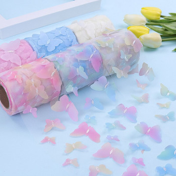 10 Yards/roll Gradient Colorful Butterfly Roll Organza Ribbon DIY for Party Dress Baby Dress 3D Butterfly Lace Fabric