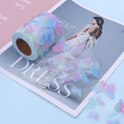 10 jardi/rola Gradijent šareni leptir til Organza vrpca DIY za svečane haljine Dječja haljina 3D leptir čipkana tkanina