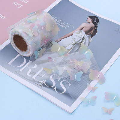 10 jardi/rola Gradijent šareni leptir til Organza vrpca DIY za svečane haljine Dječja haljina 3D leptir čipkana tkanina