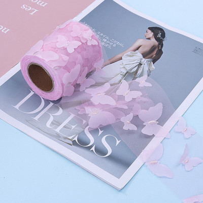 10 jardi/rola Gradijent šareni leptir til Organza vrpca DIY za svečane haljine Dječja haljina 3D leptir čipkana tkanina