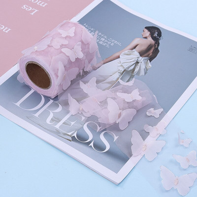 10 jardi/rola Gradijent šareni leptir til Organza vrpca DIY za svečane haljine Dječja haljina 3D leptir čipkana tkanina