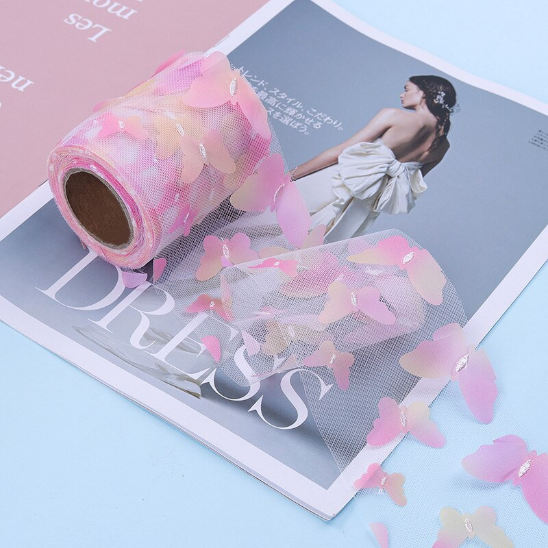 10 jardi/rola Gradijent šareni leptir til Organza vrpca DIY za svečane haljine Dječja haljina 3D leptir čipkana tkanina