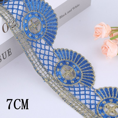 1/2/5 Γιάρδες 3,8--9 εκ. Μπλε κεντητό δαντέλα Γαμήλιο πάρτι Χριστουγεννιάτικη ένδυση DIY Χειροποίητη χειροτεχνία Κουβέρτα Κουρτίνα Πάπλωμα Κάλυμμα Lac