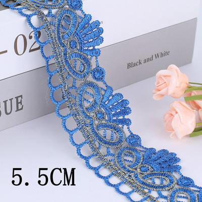 1/2/5 Γιάρδες 3,8--9 εκ. Μπλε κεντητό δαντέλα Γαμήλιο πάρτι Χριστουγεννιάτικη ένδυση DIY Χειροποίητη χειροτεχνία Κουβέρτα Κουρτίνα Πάπλωμα Κάλυμμα Lac