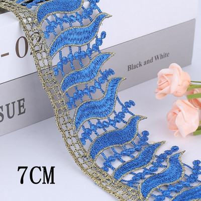 1/2/5 Γιάρδες 3,8--9 εκ. Μπλε κεντητό δαντέλα Γαμήλιο πάρτι Χριστουγεννιάτικη ένδυση DIY Χειροποίητη χειροτεχνία Κουβέρτα Κουρτίνα Πάπλωμα Κάλυμμα Lac