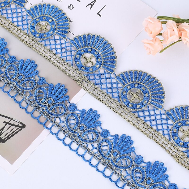 1/2/5 Γιάρδες 3,8--9 εκ. Μπλε κεντητό δαντέλα Γαμήλιο πάρτι Χριστουγεννιάτικη ένδυση DIY Χειροποίητη χειροτεχνία Κουβέρτα Κουρτίνα Πάπλωμα Κάλυμμα Lac