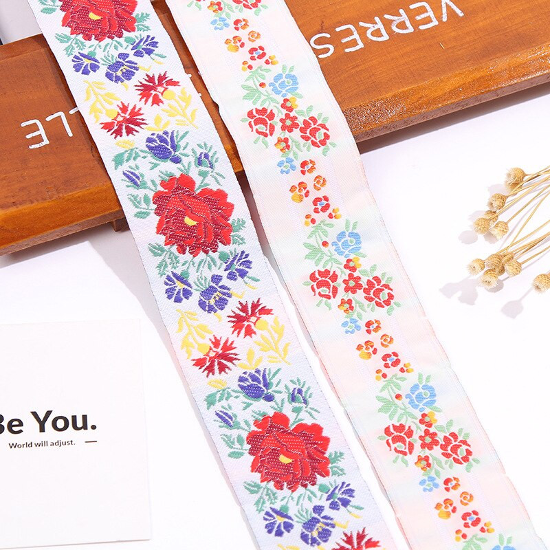 10 YARD 50mm Ή 33mm Flower Vintage Ethnic Κορδέλα Κεντήματος Boho Lace Trim DIY Αξεσουάρ τσάντας ρούχων Κεντημένο ύφασμα