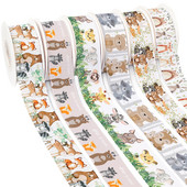 Ζώα του δάσους Tiger Lion Monkey τυπωμένη κορδέλα γκρο/σατινέ υφασμάτινη κορδέλα περιτυλίγματος χειροτεχνίας για διακόσμηση πάρτι Craft 10 Yards