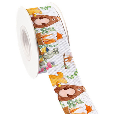 Ζώα του δάσους Tiger Lion Monkey τυπωμένη κορδέλα γκρο/σατινέ υφασμάτινη κορδέλα περιτυλίγματος χειροτεχνίας για διακόσμηση πάρτι Craft 10 Yards