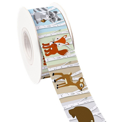 Ζώα του δάσους Tiger Lion Monkey τυπωμένη κορδέλα γκρο/σατινέ υφασμάτινη κορδέλα περιτυλίγματος χειροτεχνίας για διακόσμηση πάρτι Craft 10 Yards